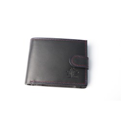 Czarny portfel, z podwójnym szyciem Tree MK