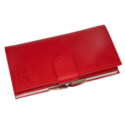 Duża czerwona portmonetka ze skóry saffiano